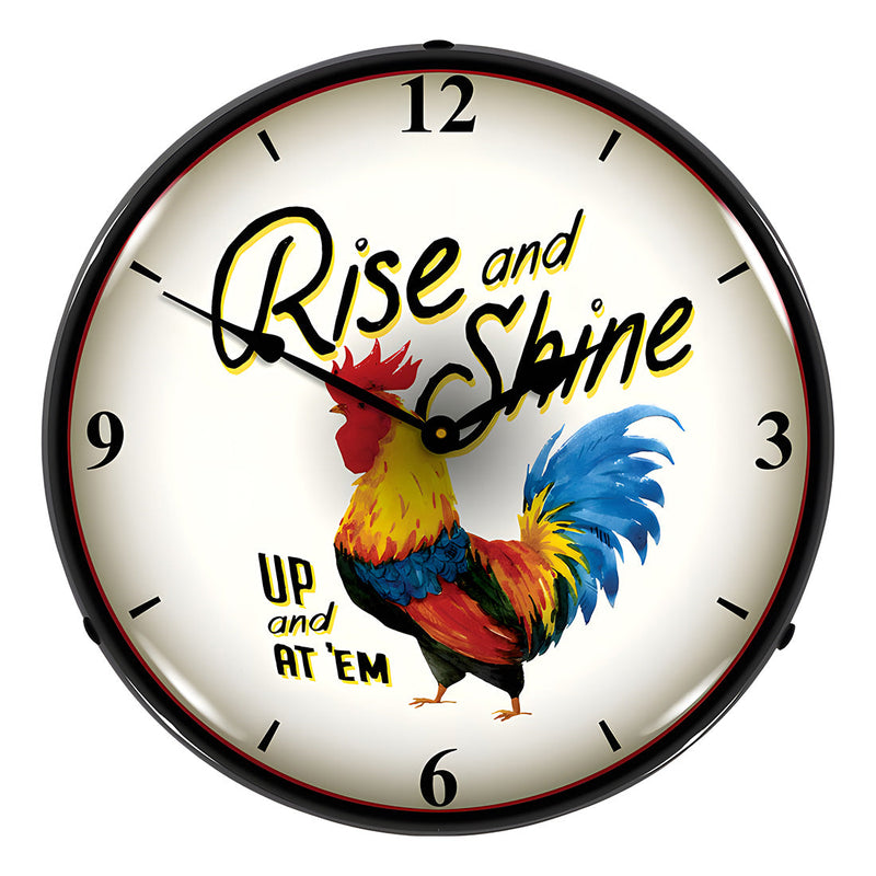 Collectable Sign and Clock Rise and Shine Backlit Wall Clock