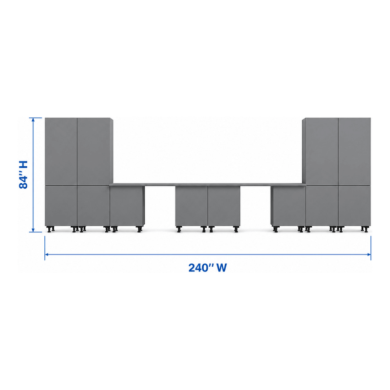 Klovo Grey 10-Piece Garage Cabinet System with Laminated Worktops