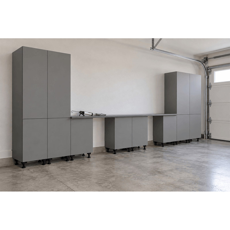 Klovo Grey 10-Piece Garage Cabinet System with Laminated Worktops