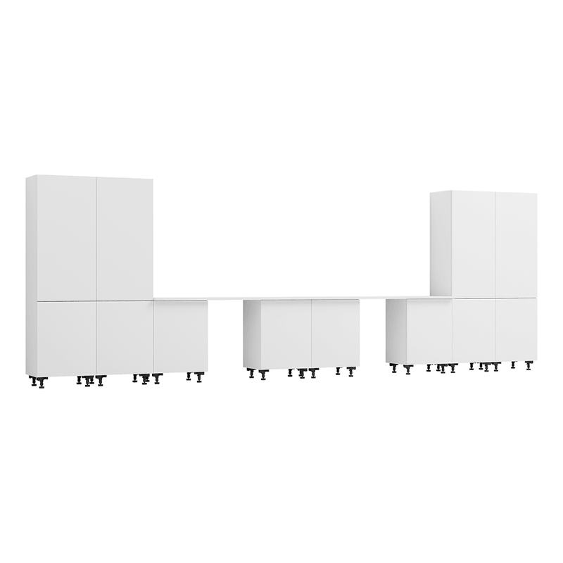 Klovo White 10-Piece Garage Cabinet System with Laminated Worktops