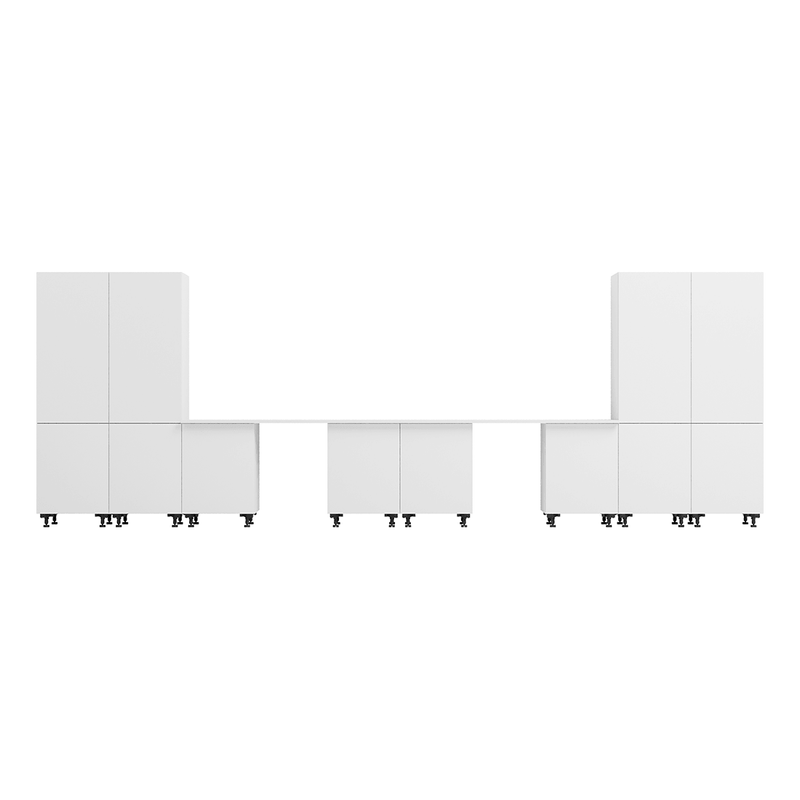 Klovo White 10-Piece Garage Cabinet System with Laminated Worktops
