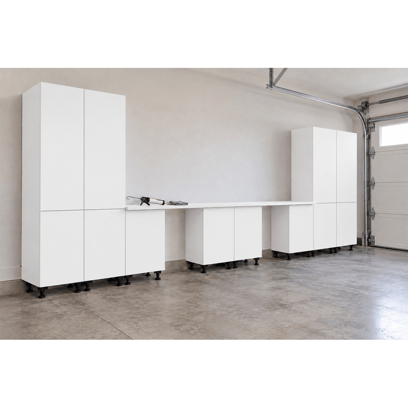 Klovo White 10-Piece Garage Cabinet System with Laminated Worktops