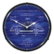 Collectable Sign and Clock Porsche 356 Patent Blueprint Backlit Wall Clock