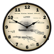 Collectable Sign and Clock 1866 Winchester Lever Action Rifle Patent Blueprint Backlit Wall Clock