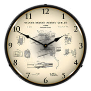 Collectable Sign and Clock 1867 Sharps Breech Rifle Patent Blueprint Backlit Wall Clock