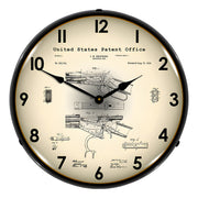 Collectable Sign and Clock 1894 Winchester Lever Action Rifle Patent Blueprint Backlit Wall Clock