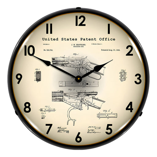 Collectable Sign and Clock 1894 Winchester Lever Action Rifle Patent Blueprint Backlit Wall Clock