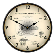 Collectable Sign and Clock 1954 Fender Patent Blueprint Backlit Wall Clock