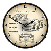 Collectable Sign and Clock Porsche GT3 RS Patent Blueprint Backlit Wall Clock