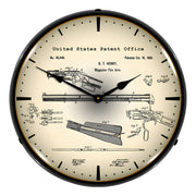 Collectable Sign and Clock 1860 Winchester Repeating Rifle Patent Blueprint Backlit Wall Clock