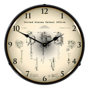 Collectable Sign and Clock 1904 Wagner Tattoo Device Patent Blueprint Backlit Wall Clock