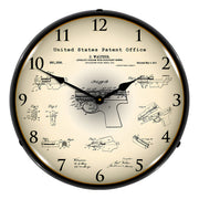 Collectable Sign and Clock 1911 Walther PPK Patent Blueprint Backlit Wall Clock
