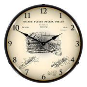 Collectable Sign and Clock 1936 Earth Moving Bulldozer Patent Blueprint Backlit Wall Clock