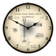 Collectable Sign and Clock 1955 Gibson Les Paul Patent Blueprint Backlit Wall Clock