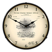 Collectable Sign and Clock 1969 Swenson Snowmobile Patent Blueprint Backlit Wall Clock