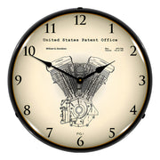 Collectable Sign and Clock Harley Davidson Evolution Engine Patent Blueprint Backlit Wall Clock