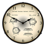 Collectable Sign and Clock 1999 Rolex Diving Watch Patent Blueprint Backlit Wall Clock