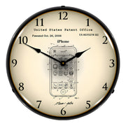Collectable Sign and Clock Apple iPhone Patent Blueprint Backlit Wall Clock