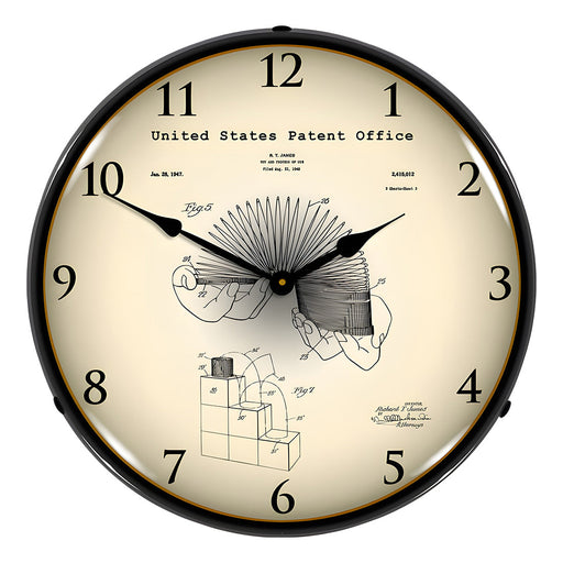 Collectable Sign and Clock 1947 Slinky Toy Patent Blueprint Backlit Wall Clock