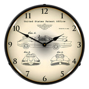 Collectable Sign and Clock 1966 George Barris Batmobile Patent Blueprint Backlit Wall Clock