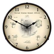 Collectable Sign and Clock 1929 Koken Barber's Chair Patent Blueprint Backlit Wall Clock