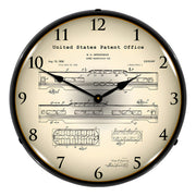 Collectable Sign and Clock 1946 Railroad Domed Observation Train Car Patent Blueprint Backlit Wall Clock