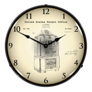 Collectable Sign and Clock 1940 Rockola Jukebox Patent Blueprint Backlit Wall Clock