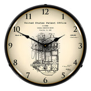 Collectable Sign and Clock 1932 Henry Ford Engine Patent Blueprint Backlit Wall Clock