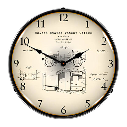 Collectable Sign and Clock 1941 Jeep Military Vehicle Patent Blueprint Backlit Wall Clock
