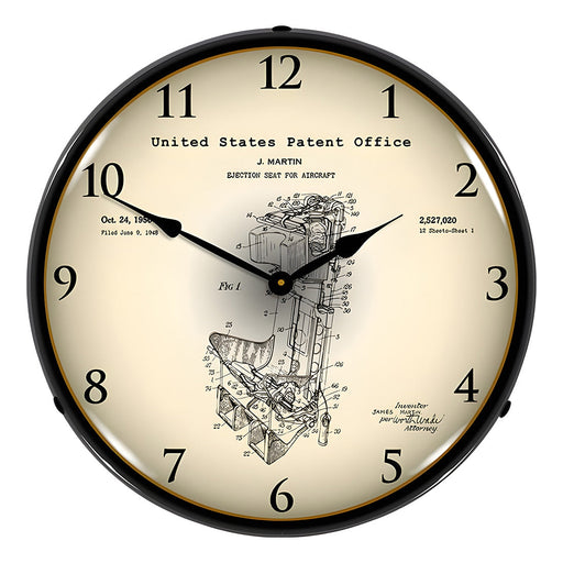 Collectable Sign and Clock 1948 Martin Aircraft Ejection Seat Patent Blueprint Backlit Wall Clock