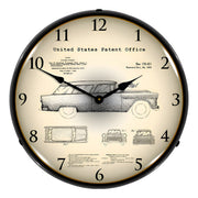 Collectable Sign and Clock 1955 Chevrolet Nomad Wagon Patent Blueprint Backlit Wall Clock