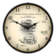 Collectable Sign and Clock 1960 Chrysler 220 Slant Six Engine Patent Blueprint Backlit Wall Clock