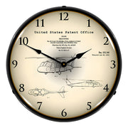 Collectable Sign and Clock 1972 Sikorsky UH-60 Black Hawk Patent Blueprint Backlit Wall Clock