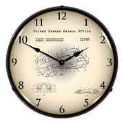 Collectable Sign and Clock 2012 Ferrari Formula One Racing Patent Blueprint Backlit Wall Clock