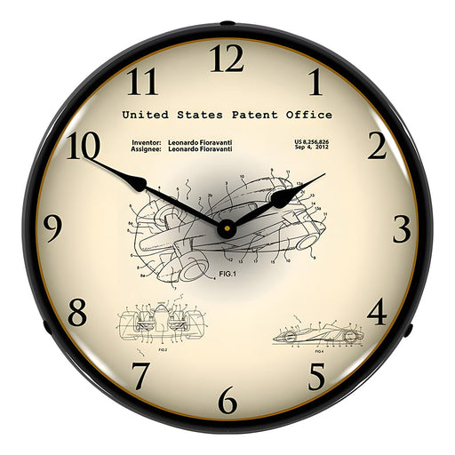 Collectable Sign and Clock 2012 Ferrari Formula One Racing Patent Blueprint Backlit Wall Clock