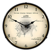 Collectable Sign and Clock 1902 Merkel Motorcycle Patent Blueprint Backlit Wall Clock