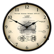 Collectable Sign and Clock 1907 Plimpton Roller Skate Patent Blueprint Backlit Wall Clock