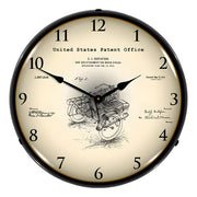 Collectable Sign and Clock 1913 Motorcycle Side Car Patent Blueprint Backlit Wall Clock