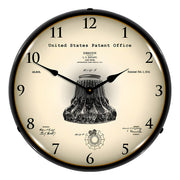Collectable Sign and Clock 1914 Louis Comfort Tiffany Lamp Shade Patent Blueprint Backlit Wall Clock