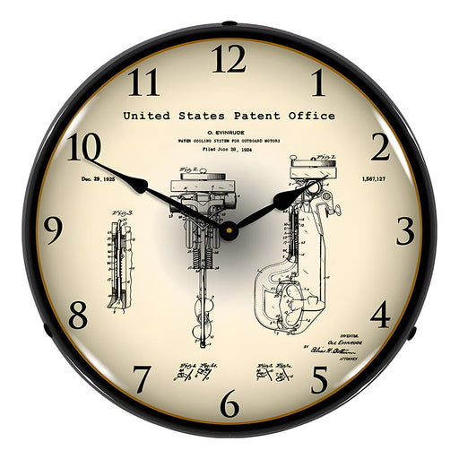 Collectable Sign and Clock 1925 Evinrude Outboard Motor Patent Blueprint Backlit Wall Clock
