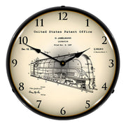 Collectable Sign and Clock 1937 Jabelmann Locomotive Patent Blueprint Backlit Wall Clock
