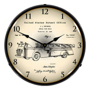 Collectable Sign and Clock 1939 Fire Truck Patent Blueprint Backlit Wall Clock
