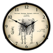 Collectable Sign and Clock 1959 Anatomical Skeleton Patent Blueprint Backlit Wall Clock