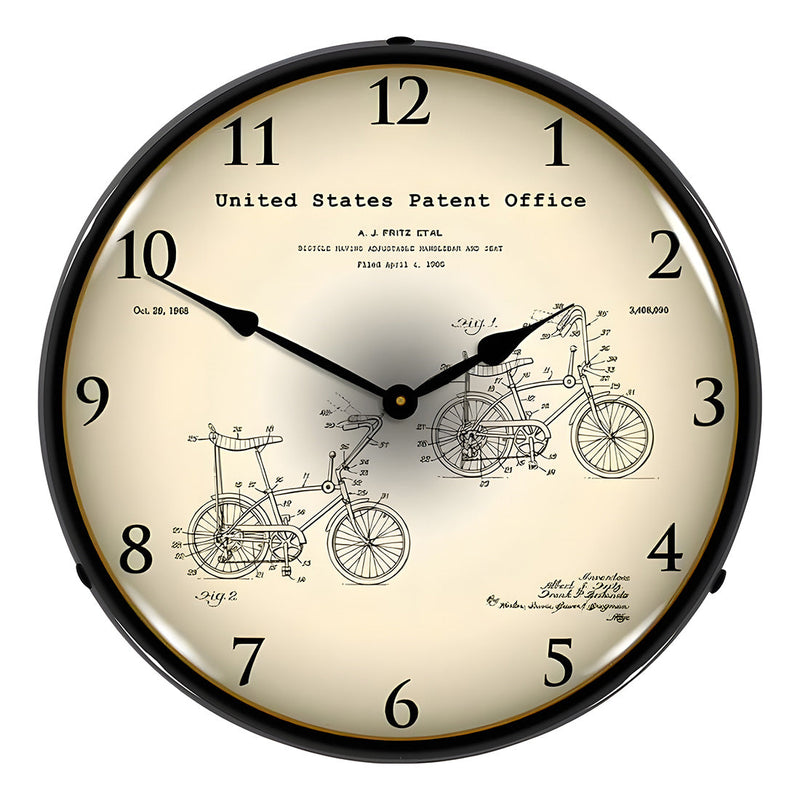 Collectable Sign and Clock 1968 Stingray Bicycle Patent Blueprint Backlit Wall Clock