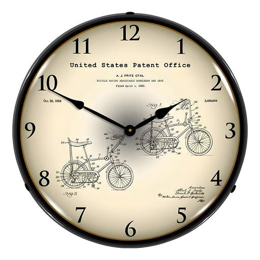 Collectable Sign and Clock 1968 Stingray Bicycle Patent Blueprint Backlit Wall Clock
