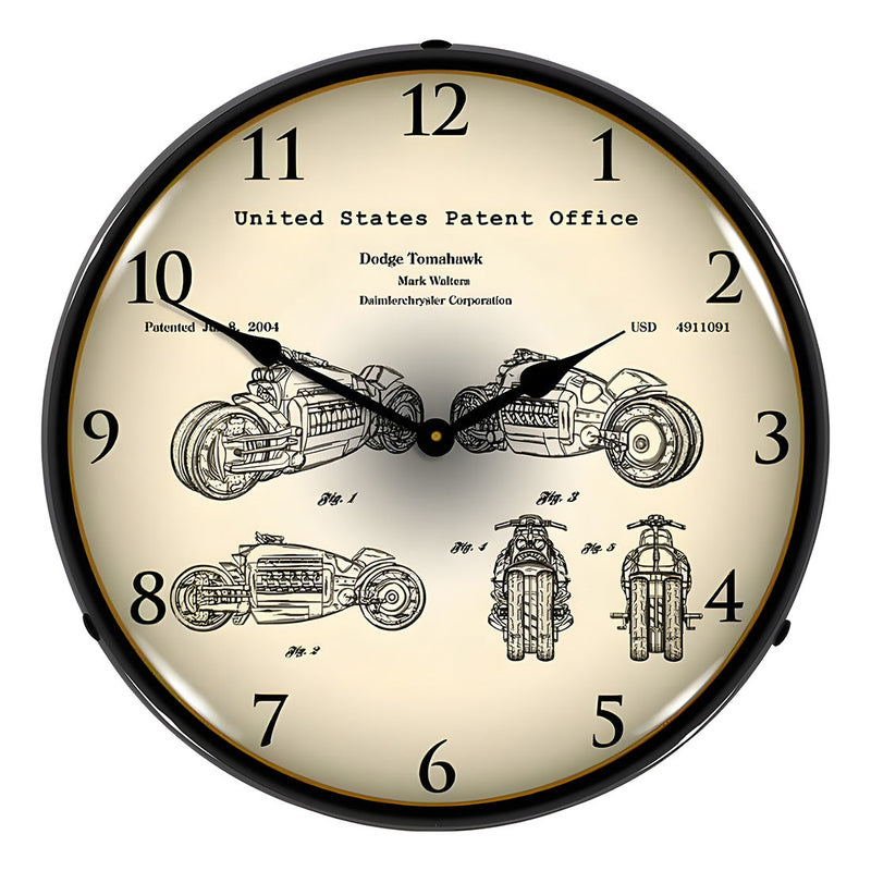 Collectable Sign and Clock 2003 Dodge Tomahawk V12 Patent Blueprint Backlit Wall Clock