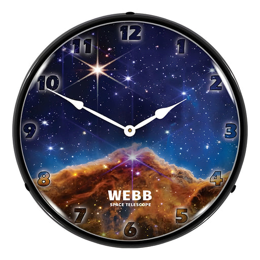 Collectable Sign and Clock Cosmic Cliffs of Carina Nebula Patent Blueprint Backlit Wall Clock