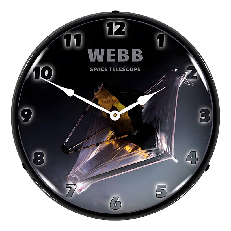 Collectable Sign and Clock Webb Telescope Patent Blueprint Backlit Wall Clock