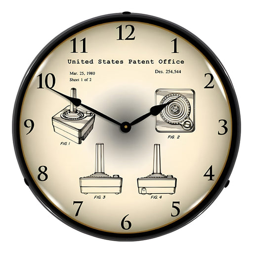 Collectable Sign and Clock 1980 Atari 2600 Joystick Controller Patent Blueprint Backlit Wall Clock