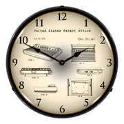Collectable Sign and Clock 1979 Atari 2600 Video Game Console Patent Blueprint Backlit Wall Clock